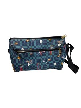 Vintage golf themed adjustable nylon strap crossbody triangular bag plaid preppy